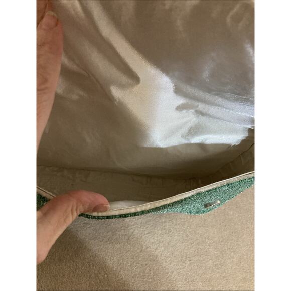 Viral Handcrafted In India Beach Sun Beaded Bag Purse New Aqua Ivory - Picture 4 of 10